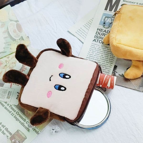 Funny Cartoon Toast Coin Purse Ins Key Case Mini Portable Plush Small Bag Storage Bag Kid Wallet Girls Plush Doll Plush Toys