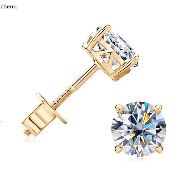 dubai real jewellery Diamond Custom 10k 14k pure solid gold Hoop Stud Women Fine Jewelry Moissanite Earrings