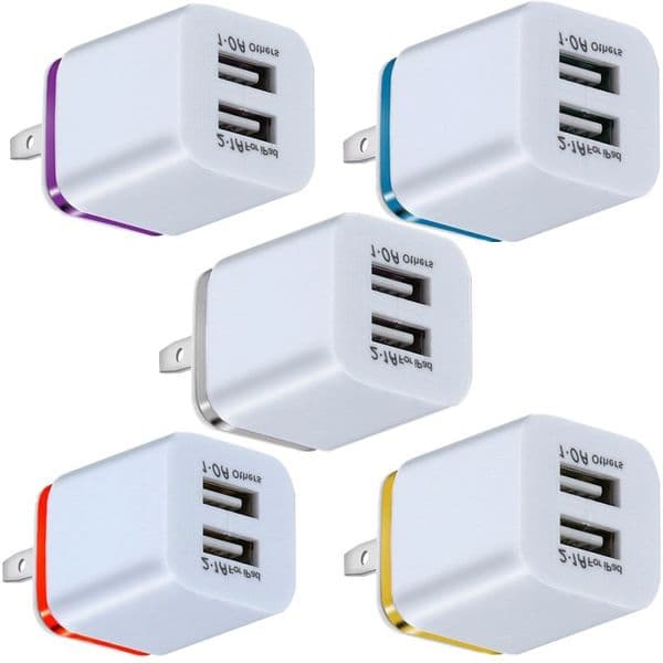Cell phone chargers- US Plug 2A Dual USB Wall Charger Adapter 2 Port Charger Adapter for i phone i7 i8 HTC Samsung