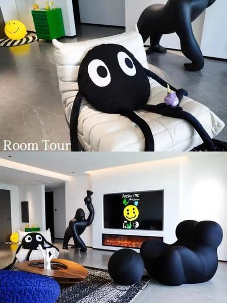 2026 Black Coal Ball Doll Bedroom Funny Cushion Sofa Home Decoration Cute Pillow 240806