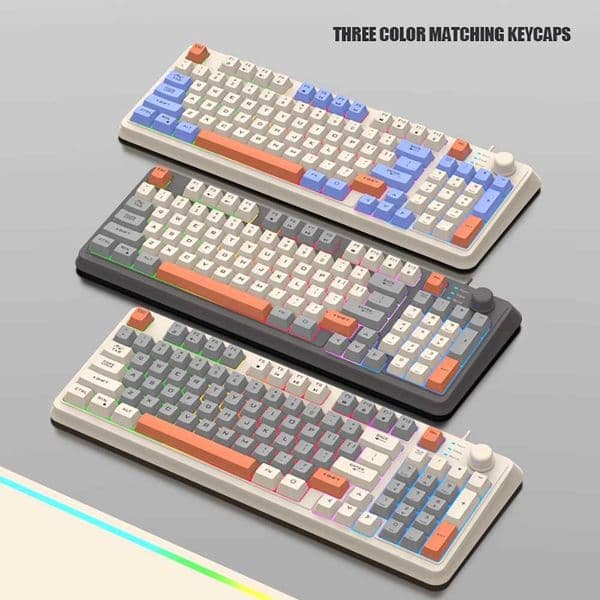 USB Wired Mechanical Keyboard Hot-Swappable Gaming Keyboard RGB Glows Backlit 94 Keys For PC Gamers Laptop with Volume ButtonM240715