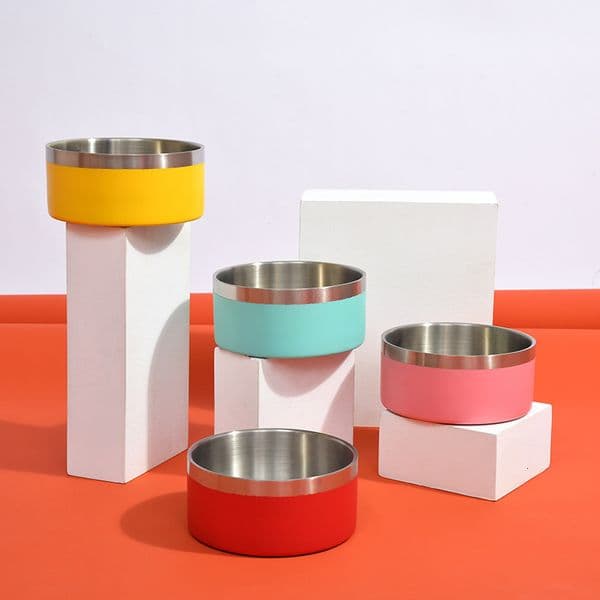 Stainless steel food knock anti slip cat rice size and type dog drinking bowl, durable pet supplies