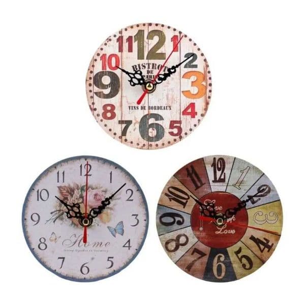 Vintage wooden wall clock creative wall clock living room decoration clock European style desktop clock W240806