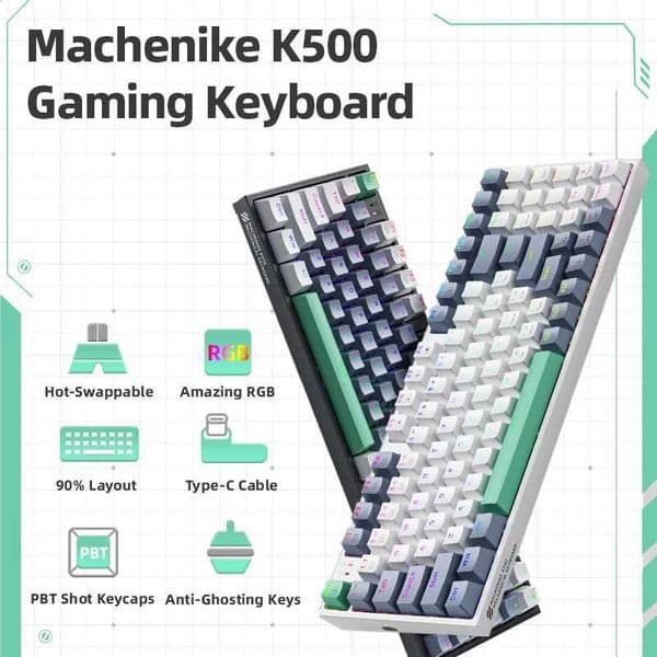 Machenike K500 Mechanical Keyboard Gaming Keyboard Wired Keyboard Hot Swappable 94 Keys RGB Light Mac WindowsXJ241225