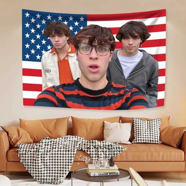 Triplets Funny Tapestry American Flag Wall Art Background Bedroom Living Room Decoration Friends Gifts W240809