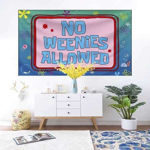 No Weenies allowed Tapestry Wall Hanging Funny Meme Tapestry College Room Dorm Party Decor Tapestries Sofa Blankets W240fg809