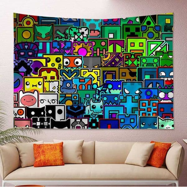 Geometry Dash Tapestry Art Printing Art Science Fiction Room Home Decoration Wall Art Decoration W240809