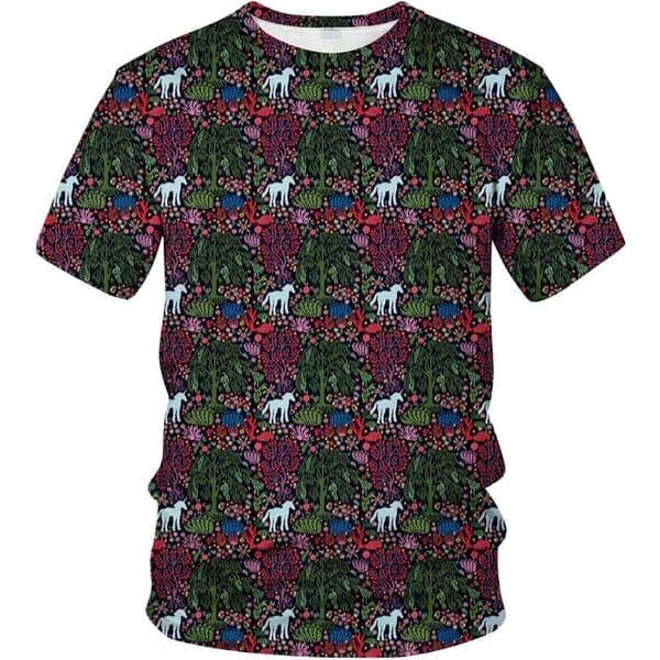 Fashion Mens T shirt 3D Novelty Shirt Colorful Silhouette of Mythological Creature in Forest Willow Dream shirts tshirt graphic tee Casual tops clothes Short