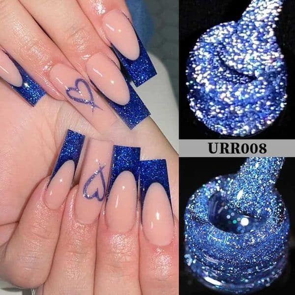 Luxury Gel Nail Polish Set UR SUGAR 7.5Ml Deep Blue Reflective Glitter Laser Sparkling Hybird Soak Off Polygel Art UV LED Varnishes maquillaje Vernis Free Shi