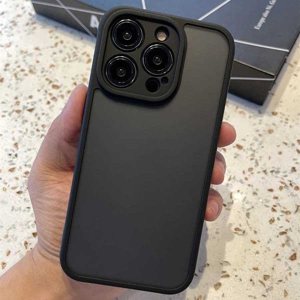Shockproof Hybrid Case for iPhone 13 14 15 Pro Max Frosted Back Cover on Coque Iphone15 Plus Soft Protective Bumper Shell BlackM240816