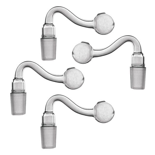 Curved Clear Glass Oil Burner for Dabbing - Versatile 14mm and 18mm Male Joints Equipped with Large 25mm Bowl