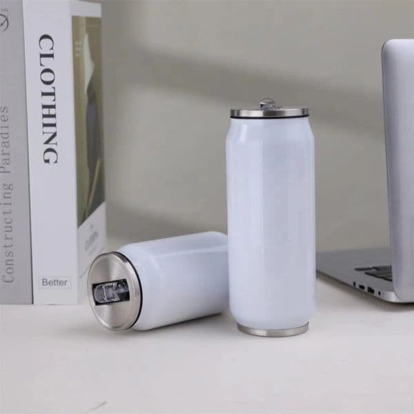 12/16oz Cola Can Sublimation tumbler Insulated Water Bottle DIY Heat Transfer Printing Double Wall Soda Mugs with Lid and Straw LL