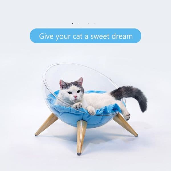 Space-Age Style Clear Angled Cat Nests for Comfortable Sleep - Includes FREE Cushion
