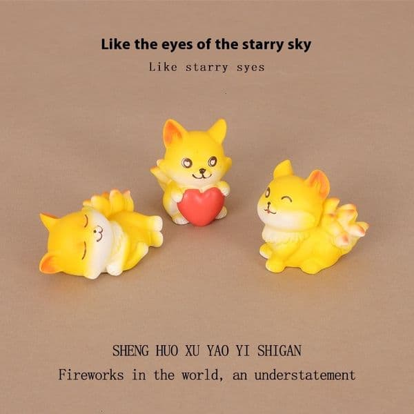 Creative Mini Cute Pet Fox Cartoon Resin Crafts Micro Landscape Home Decorations Desktop Small Ornaments