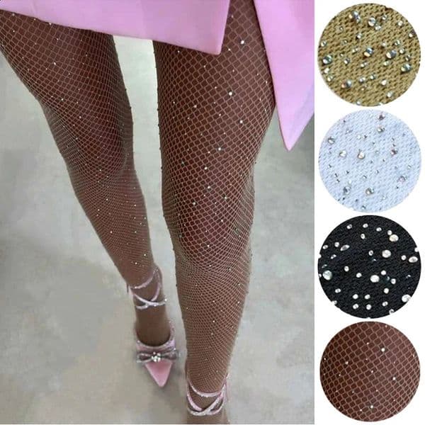 Summer Fish Net Diamond Womens Stocking Sexy Fashion Shiny Tight Ultra Thin Rhinestone Nylon 240820