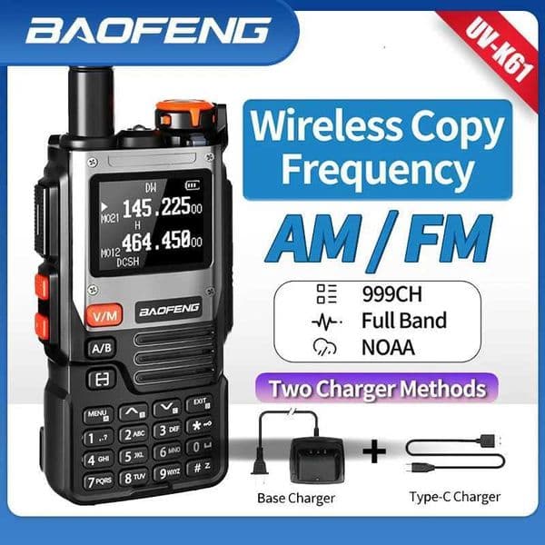 Baofeng UV-K61 Walkie Talkie Air Band Wireless Copy Frequency AM FM 999CH Full Band NOAA Type-C UV-5R Upgraded UV-K6 Ham Radio M240821