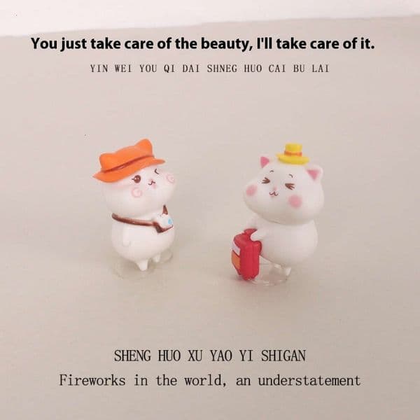 Cute Small Kitten Figurine Artwork - Fun Desk Accessory with Detailed Features