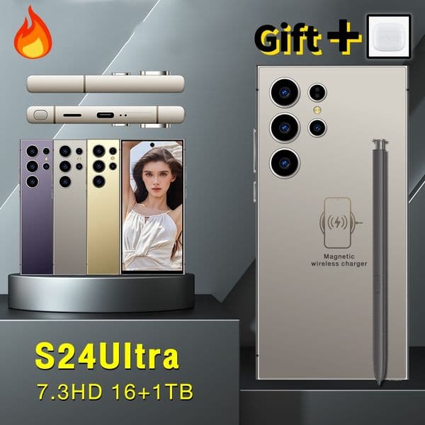 HD display 7.3 inches 5G S24 Ultra mobile unlocking touch play screen Smart 13 system s24 Android smartphone camera phone face recognition 1TB