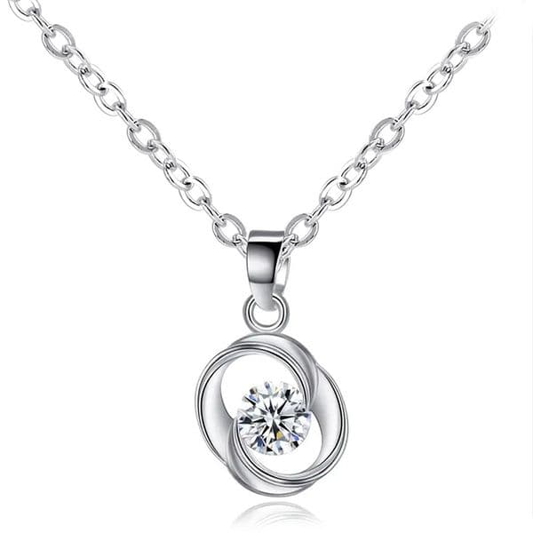 Elegant S925 Sterling Silver Plated Rose Flower Pendant Necklace for Women Ladies Lovers Luxury White Gold Diamond Crystal Necklace Wedding Jewelry Gift
