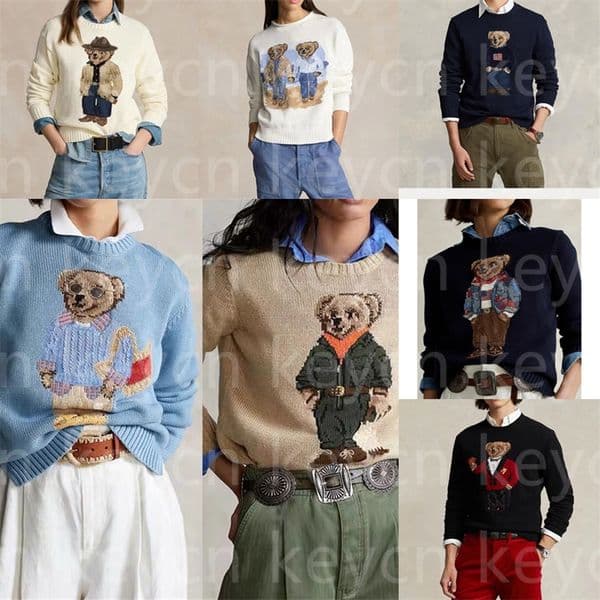designer pullover Winter Autumn mens sweaters bear knit print clothing women sweaters loose knitted Asian size s-xl