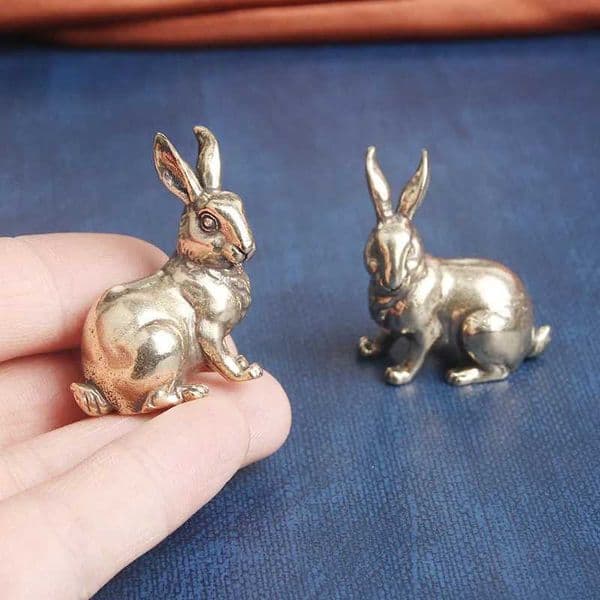 Retro solid brass cute rabbit pattern mini craft desktop decoration desktop decoration W240828