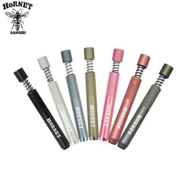 HORNET Portable Metal One Hitter Bat Spring Pipe 78MM Aluminum Snuff Snorter Tube Herb Cigarette Dugout Pipes Smoking Accessories