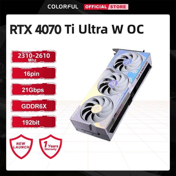 COLORFUL GeForce RTX 4070Ti Ultra W OC V2-V Graphics Card GDDR6x 192Bit 2505 MHz NVIDIA Game Video For Desktop Computers