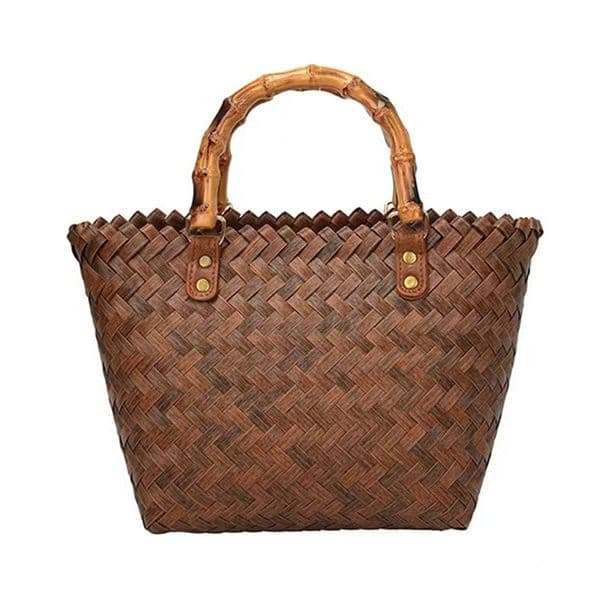 Women's Large Capacity Fashionable Hand Woven Rattan Retro Straw Bag