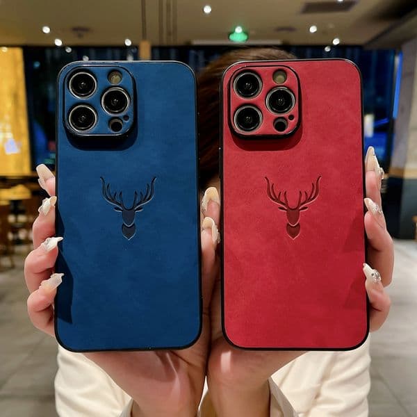 Deer Head PU Leather Cases For Iphone 17 Air 16 15 Pro Max 14 Plus 13 12 11 XR XS X Iphone17 Hard PC TPU Luxury Fine Hole Business Fashion Shockproof Mobile
