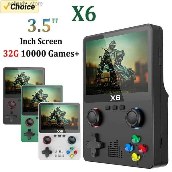 Portable Game Players X6 Game Console Retro Video Game Console 3.5/4-inch Screen Portable Handheld Game Player 10000+Classic Game Gifts Q240327