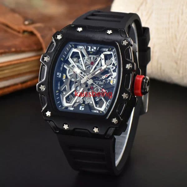 luxury men's sapphire Wristwatches mirror top designer high quality datejust 44mm quartz watch luminous rubber strap waterproof sport montre luxe watches