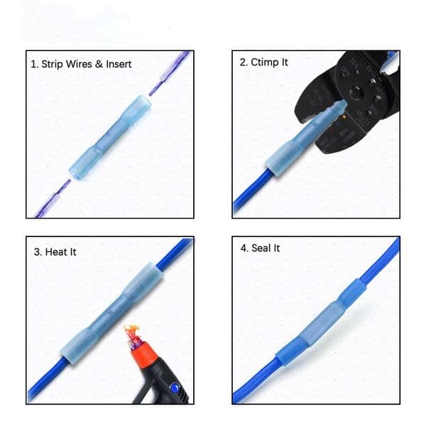 10/25/50PCS Heat Shrink Wire Butt Terminal Waterproof Insulated Wire Connector Cable Crimp Terminal Bht0.5 Bht1.25