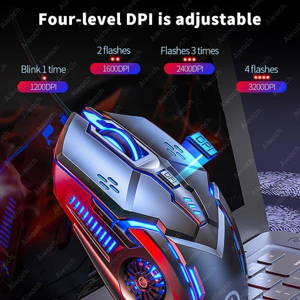 Mechanical E-Sports Mouse For Computer PC Wired Mouse Gamer Six Keys Backlight Silent Office Mice For Laptop Mouse 4 Grades DPI