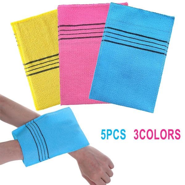 5PCS/set Shower Bath Scrub Glove Korean Italy Asian Exfoliating Bathroom Washcloth Washable Body Scrub Shower Soft Towels