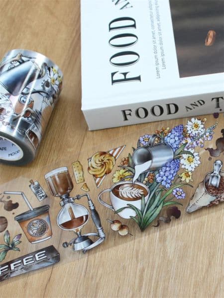 6cm Wide 10M/5M Moodtape Shielding Washi/PET Tape Coffee Bread Style Diary Journal Card new Scrapbooking 2025 Adhesive Stickers