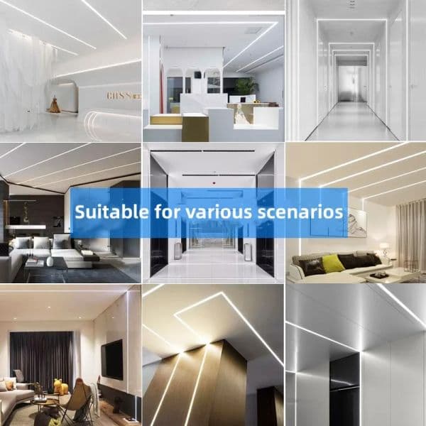 LED Line Light Aluminum Profile Housing Kit Indoor Surface Mounted Embedded Light With U-Shaped Cabinet Wardrobe Light Slot