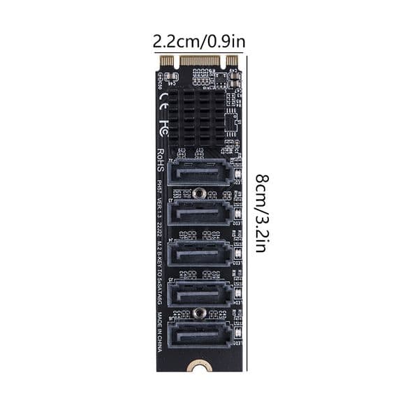 M.2 MKEY PCI-E Riser Card M.2 NVME PCI-E PCIE X4 X8 X16 To 6 Port SATA 3.0 Adapter Converter 6GB/S Chassis PC Computer Expansion