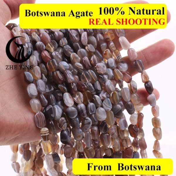 New 6-8mm Botswana Agate Beads Irregular Seraphinite Crystal Nugget Beads for Jewelry Making DIY Bracelet 15''