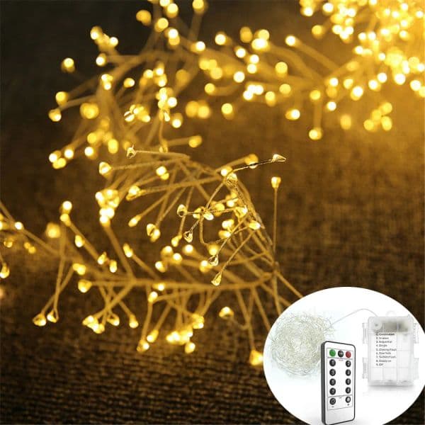 100/200 LED Firecrackers String Lights USB Remote Control Wedding Cluster Garland new Outdoor Waterproof Home 2025 Party Firework Lights