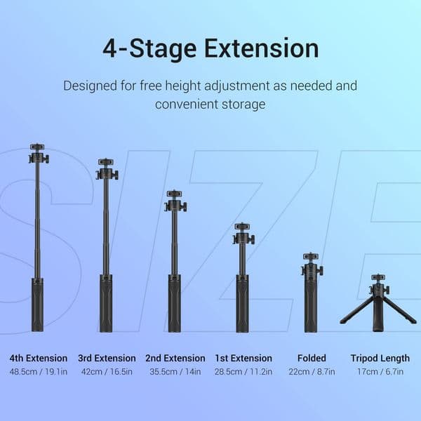 SmallRig Vigor VK-25 Vlog Kit Compact and Stretchable Tripod Grip Selfie Stick Mode for Multiple Scenarios 3827/3828