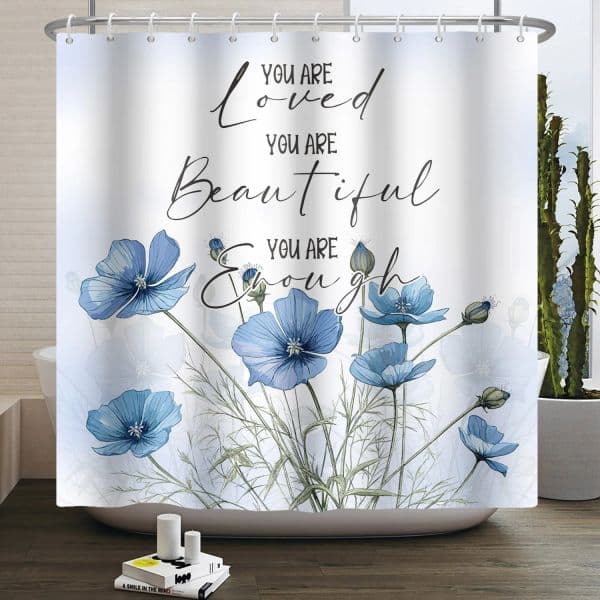 Elegant Flowers Shower Curtain 180x180cm Floral Shower Curtain Polyester Bath Curtain Bathroom Decor Machine Washable With Hooks
