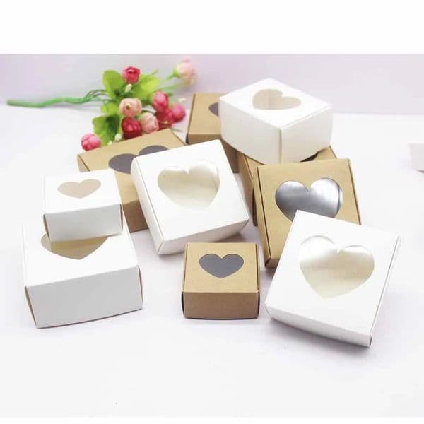10pcs DIY Handamde Paper Jewelly Necklace Earring Packaging Box with Window Cowhide White Design Jewelry Ring Packaging Paper Bo