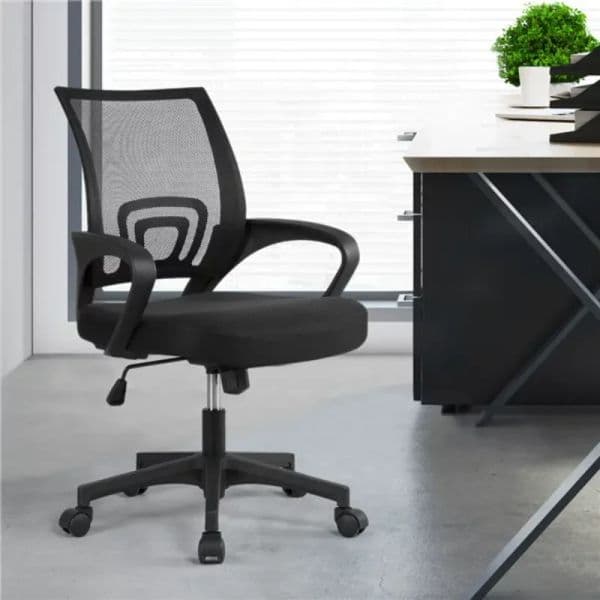 Smile Mart Adjustable Mid Back Mesh Swivel Office Chair with Armrests, Black office furniture office chairs 0392c