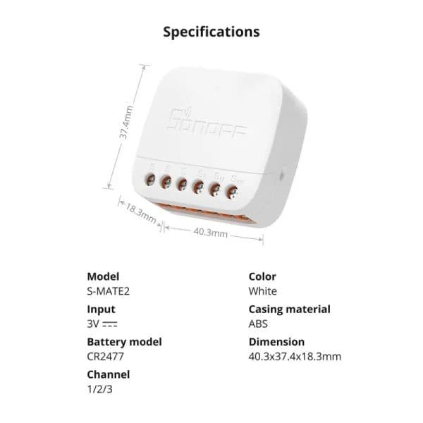 SONOFF Extreme Switch Mate S-MATE2 eWeLink-Remote Control Smart Switch for Smart Home Work with Alexa Google Home IFTTT