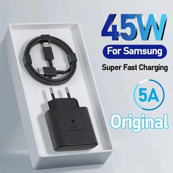 For Samsung Charger Head 45W Super Fast Charge Data Cable S8/S9/S10+/S20/S21/S22ultra Flash Charge Type-c Extension