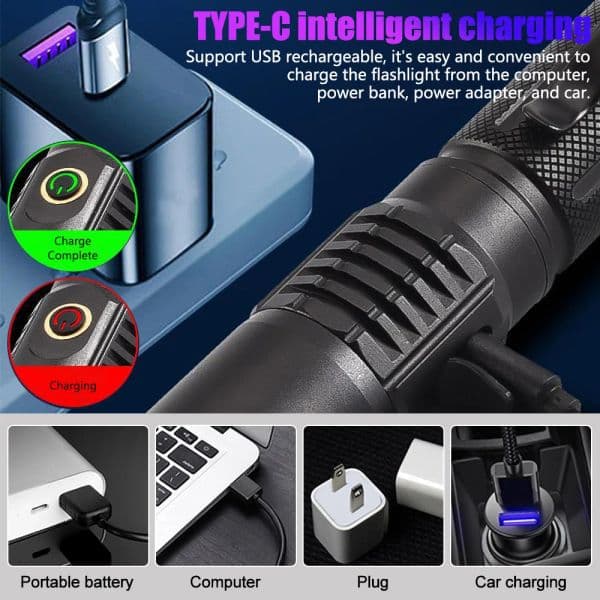 365nm violet UV Flashlight 30W 2025 Black mirror 4-core new chip LED Ultraviolet Torch Zoomable Ultra Lamp Pet Urine Stain Detector Tools