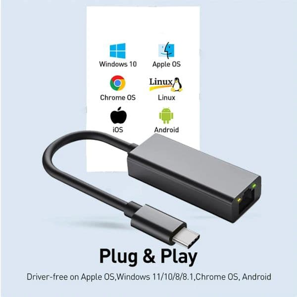 2500Mbps USB C to Ethernet Adapter USB Lan RJ45 Network Card for Laptop Xiaomi Mi Box S Nintendo Switch PC Aluminum Gigabit