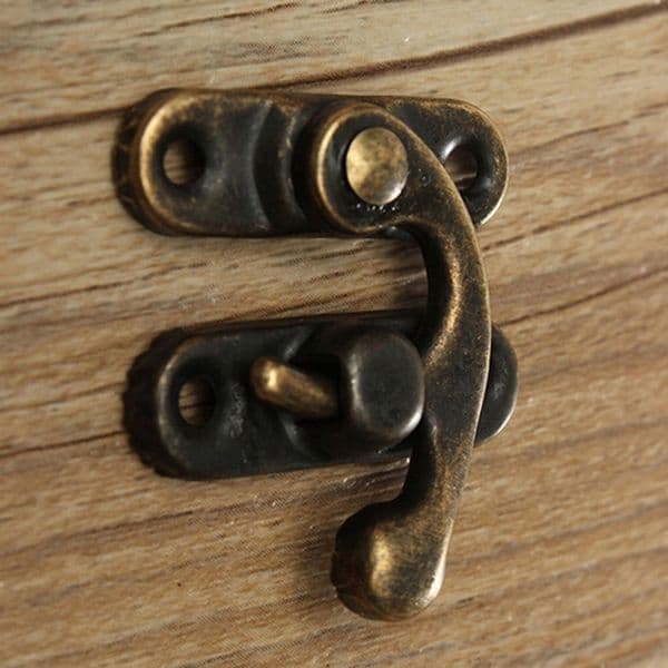5Pcs Latches Clasp Hasps Buckle Concealed Accessories Antique Metal Hook Purse Hasp Lock Vintage Wooden Jewelry Box