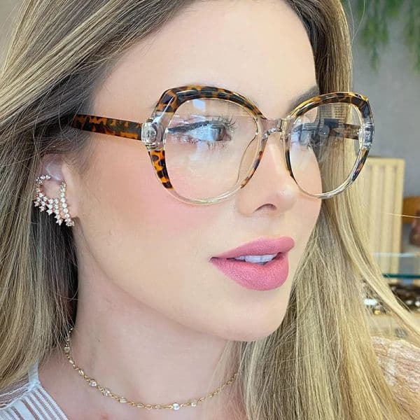 New Brand Design Round Transparent Leopard Lady Frame Photochromic Anti Blue Light Hyperopia Reading Glasses