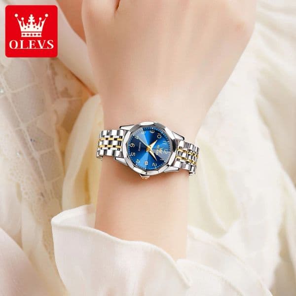 OELVS Women's Watches Luxury Roman Numerals Dial Watch for Women Rhombus Mirror Waterproof Luminous Wristwatch Date Ladies Dress